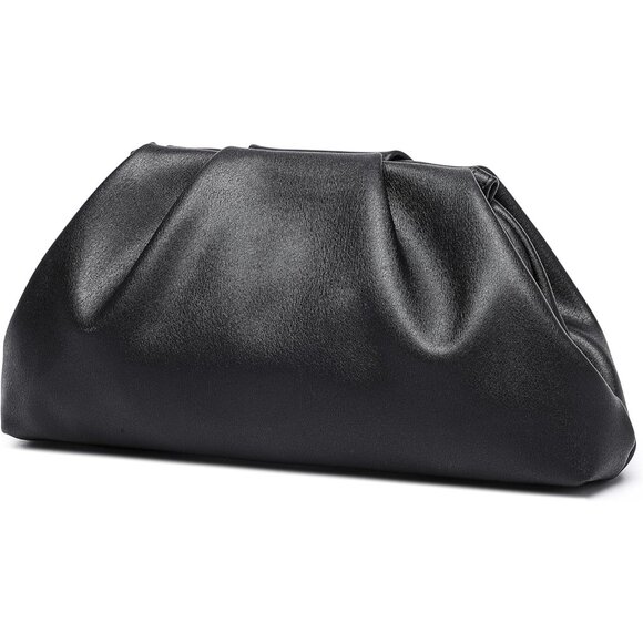 🆕Women Black PU Leather Clutch Purse Elegant Evening Bag Formal Luxurious - Picture 1 of 9